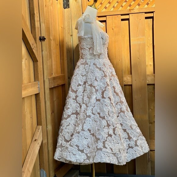 🆕 BRONX & BANCO 🧿 NWOT Sabrina White Bridal Midi Dress, Sz M / US 6 - Picture 6 of 15